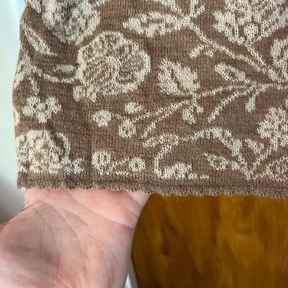 Novica 100% Baby Alpaca Wool Brown Cardigan Long Line Floral Button Size Small - Picture 8 of 8